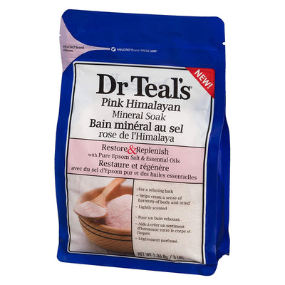 Dr Teal's Restore & Replenish Pure Epsom Salt & Essential Oils Pink Himalayan Mineral Soak 48 oz