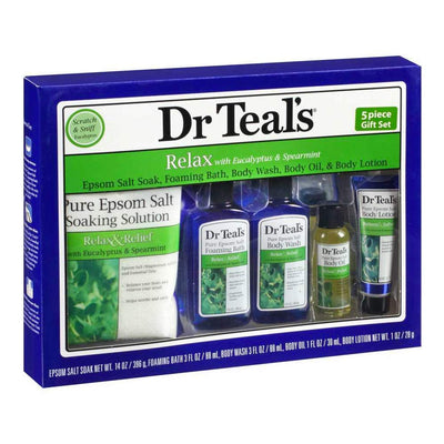 Dr Teal's Relax with Eucalyptus & Spearmint 5-Piece Bath Travel Gift Set