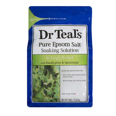 Dr. Teal's Epsom Salt Soaking Solution with Eucalyptus Spearmint, 3 Lbs