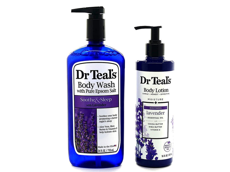 Dr Teals Lavender Body Wash w/Pure Epsom Salt - Bundle w/Dr Teals Lavender Body Lotion