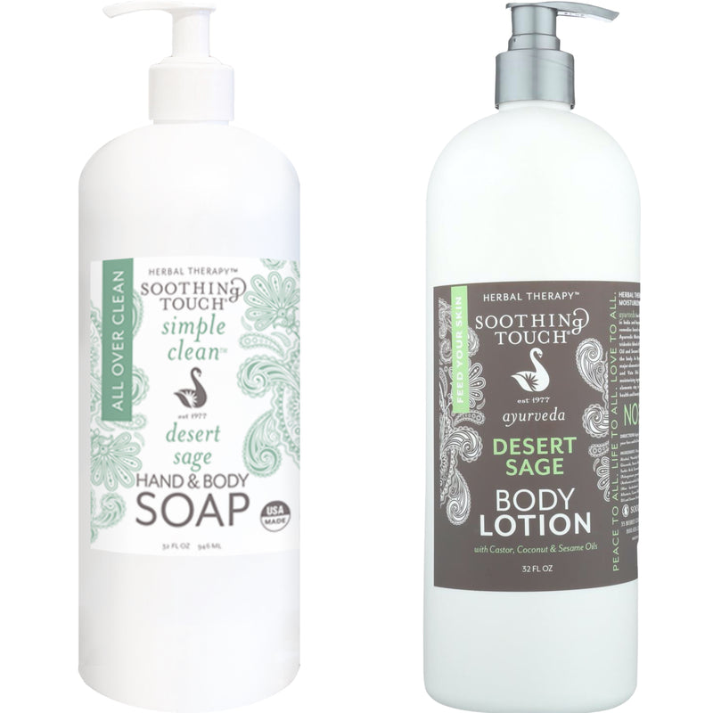 Soothing Touch Desert Sage Hand & Body Soap, 32 oz & Desert Sage Lotion Value Set