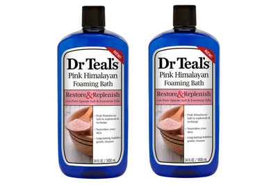 Dr Teal's Restore & Replenish Pure Epsom Salt & Essential Oils Pink Himalayan Foaming Bath 34 oz (Pack of 2)