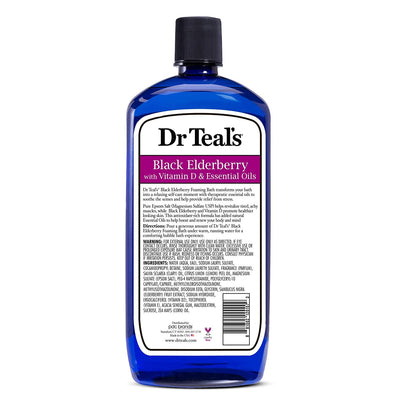 Dr Teal's Foaming Bath with Pure Epsom Salt, Black Elderberry with Vitamin D & Essential Oils, 34 fl oz